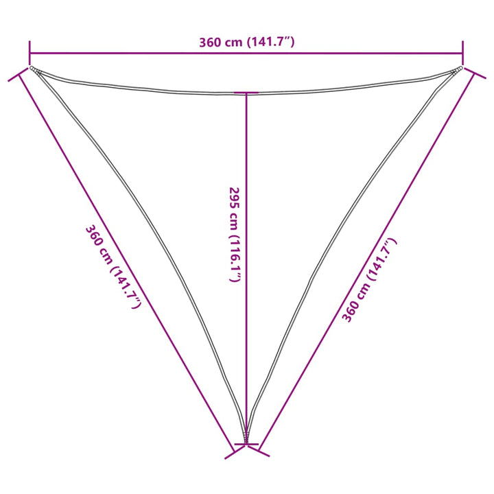 Parasolar Din Țesătură Oxford Triunghiular, 3,6X3,6X3,6 M, Crem