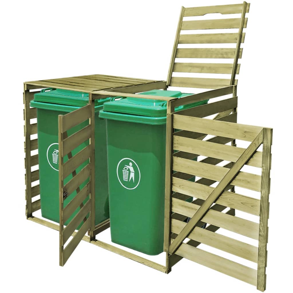 Magazie De Pubele Dublă, 240 L, Lemn Tratat