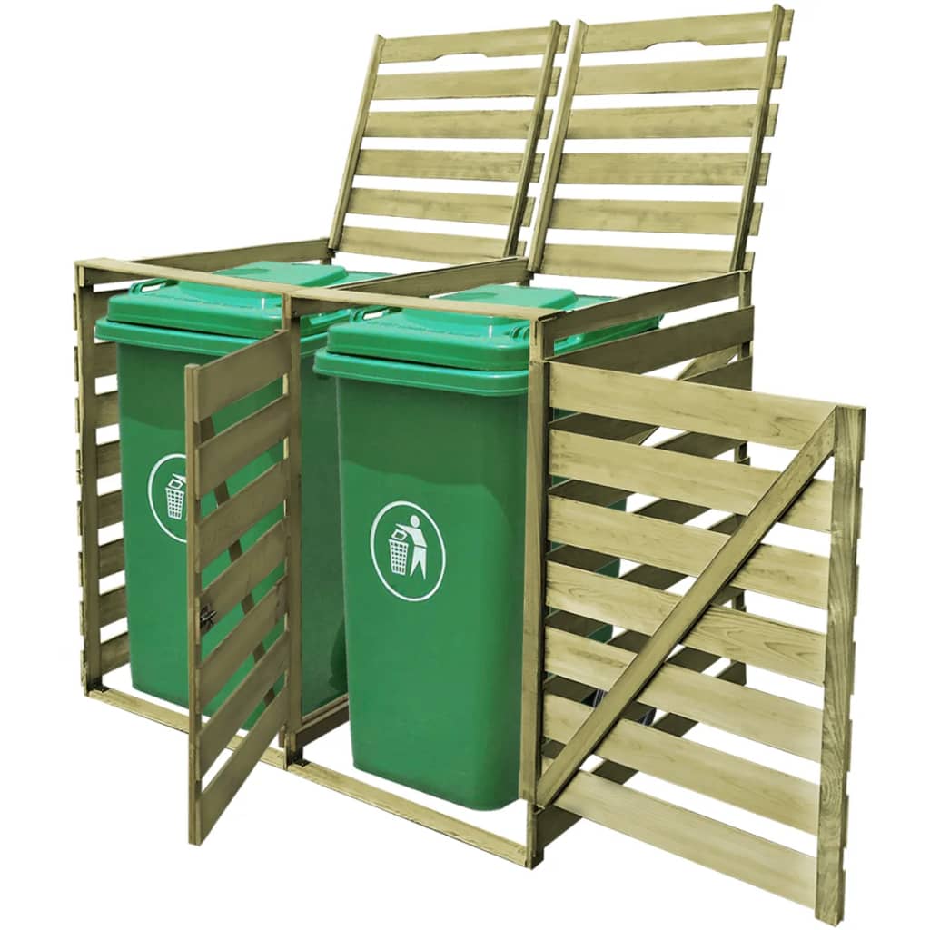 Magazie De Pubele Dublă, 240 L, Lemn Tratat