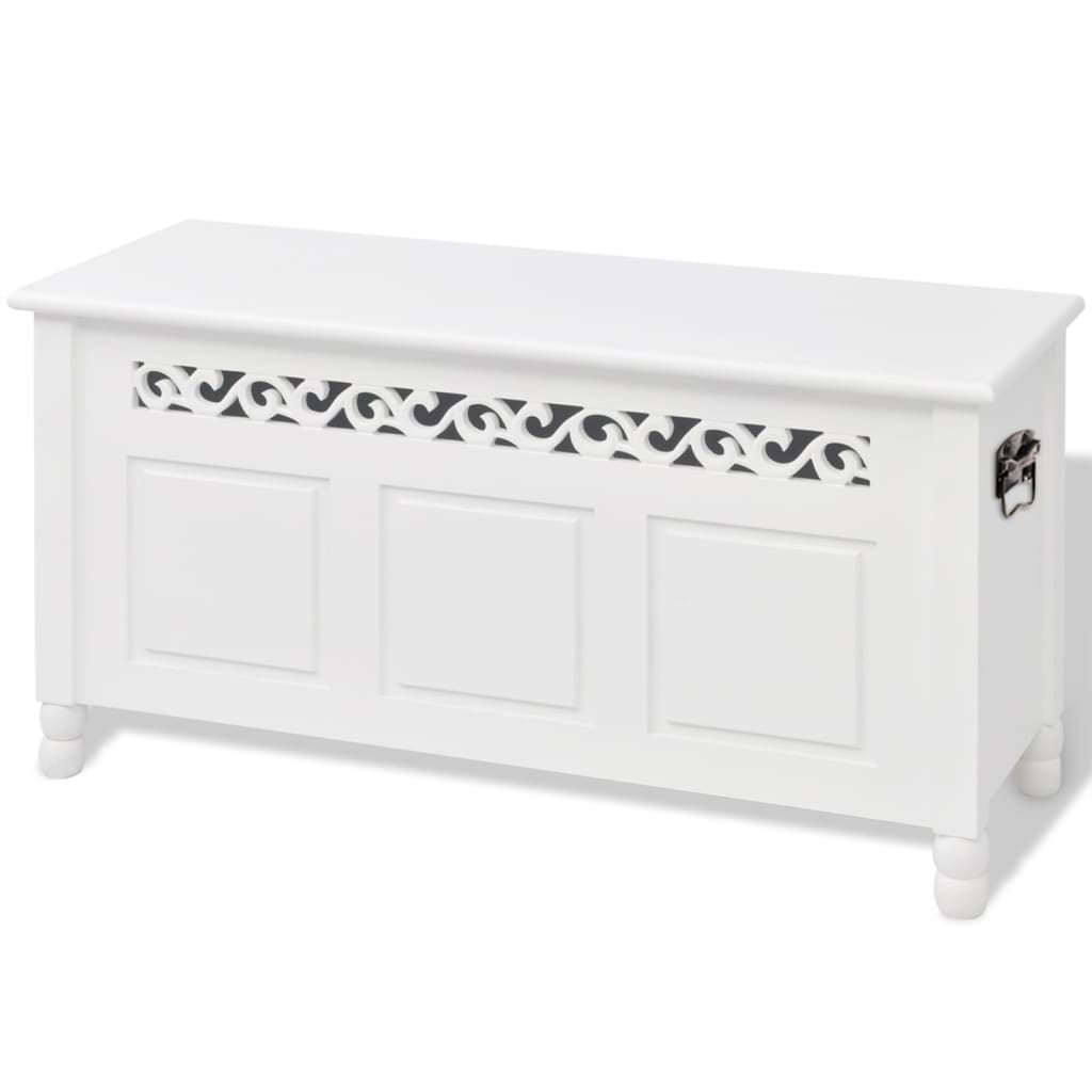 Bancă De Depozitare Stil Baroc, Mdf, Alb