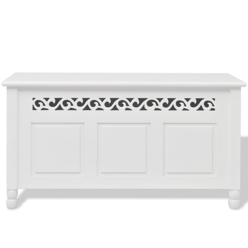 Bancă De Depozitare Stil Baroc, Mdf, Alb