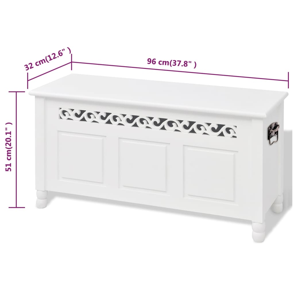 Bancă De Depozitare Stil Baroc, Mdf, Alb