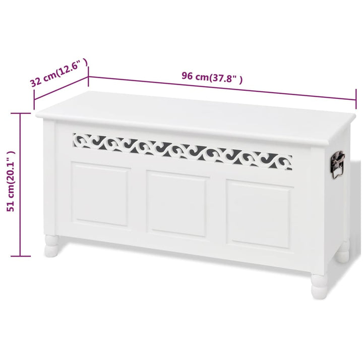 Bancă De Depozitare Stil Baroc, Mdf, Alb