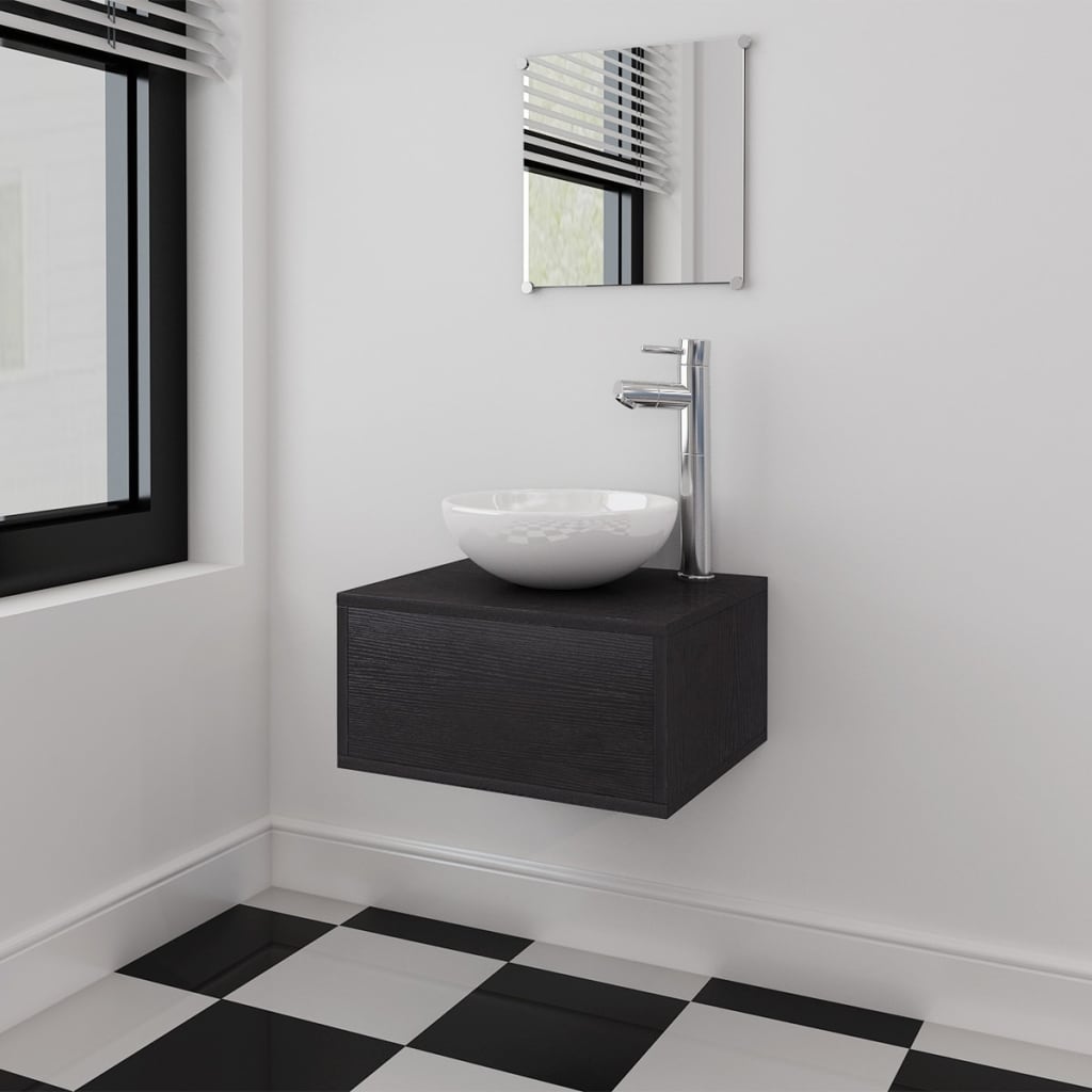 Set Mobilier Baie 11 Piese, Chiuvete Și Robinete Incluse,