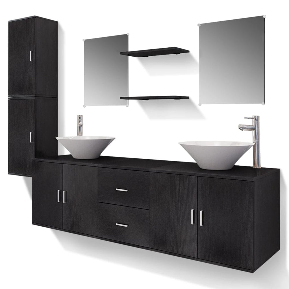 Set Mobilier Baie 11 Piese, Chiuvete Și Robinete Incluse,
