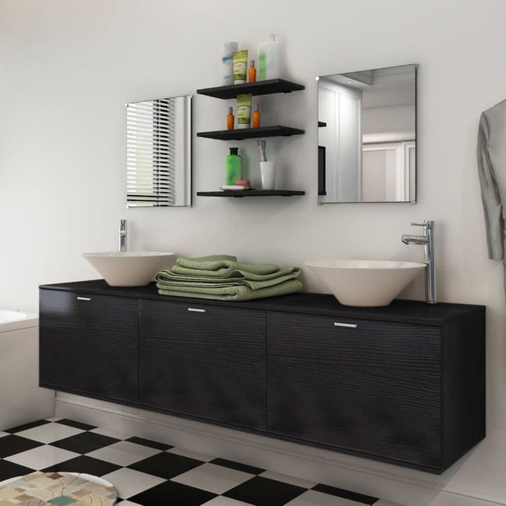 Set Mobilier Baie 11 Piese, Chiuvete Și Robinete Incluse,