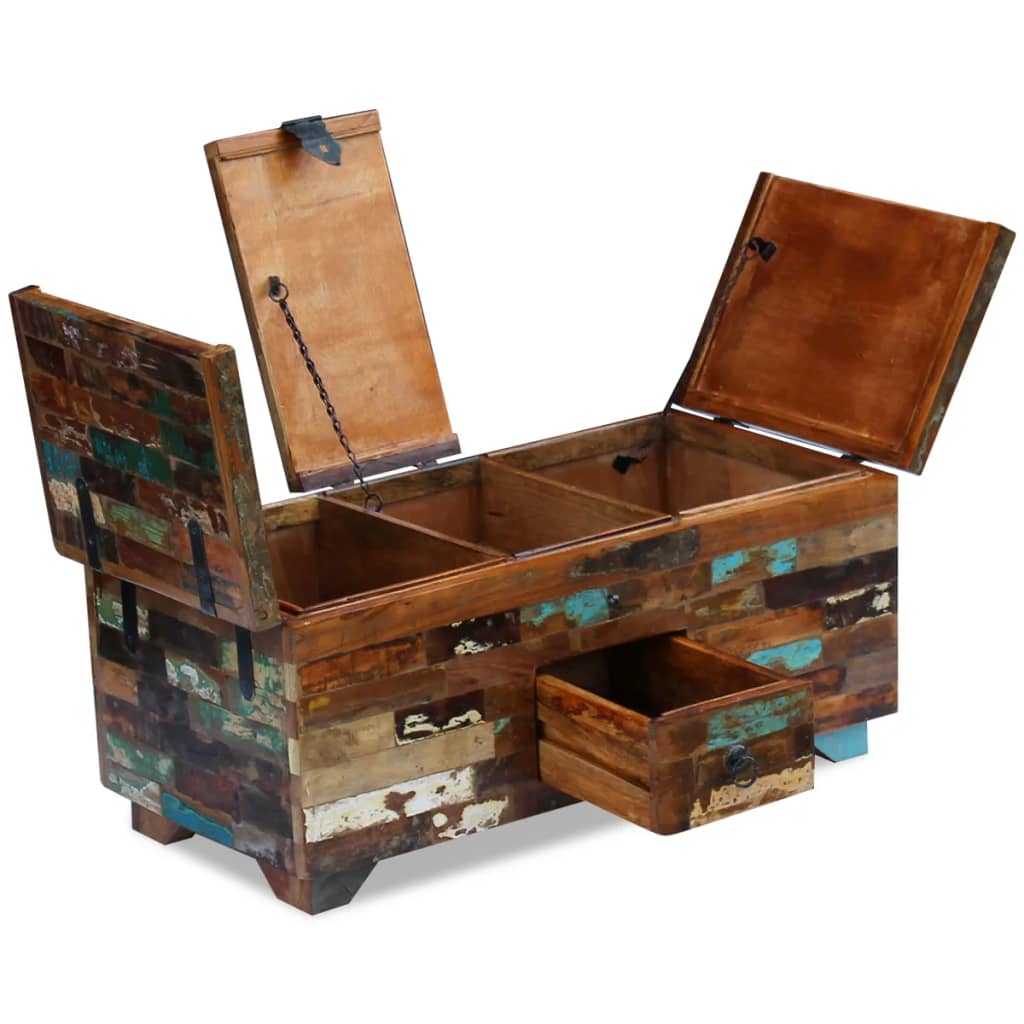Măsuță De Cafea Tip Cufăr, 80 X 40 X 35 Cm, Lemn Solid Reciclat