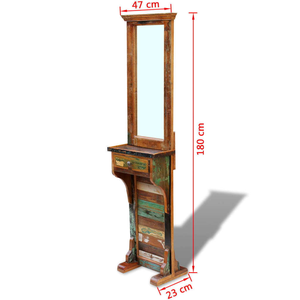 Oglindă Pentru Hol, 47 X 23 X 180 Cm, Lemn Reciclat Solid