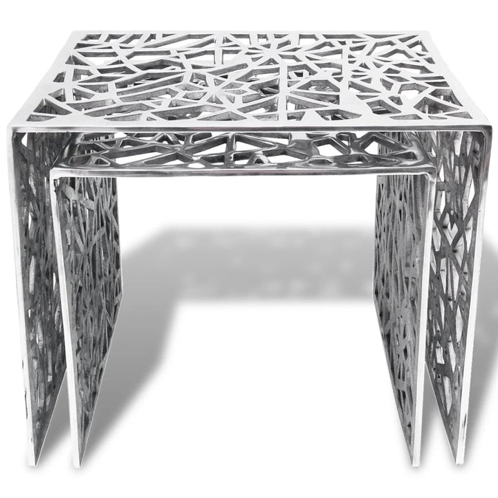 Set De Mese Laterale 2 Buc. Pătrat Aluminiu Argintiu