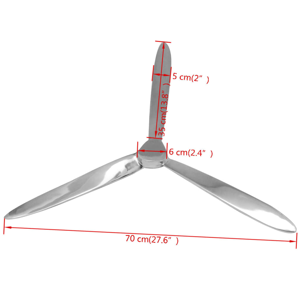Decorațiune De Perete Elice Din Aluminiu, Argintiu, 70 Cm
