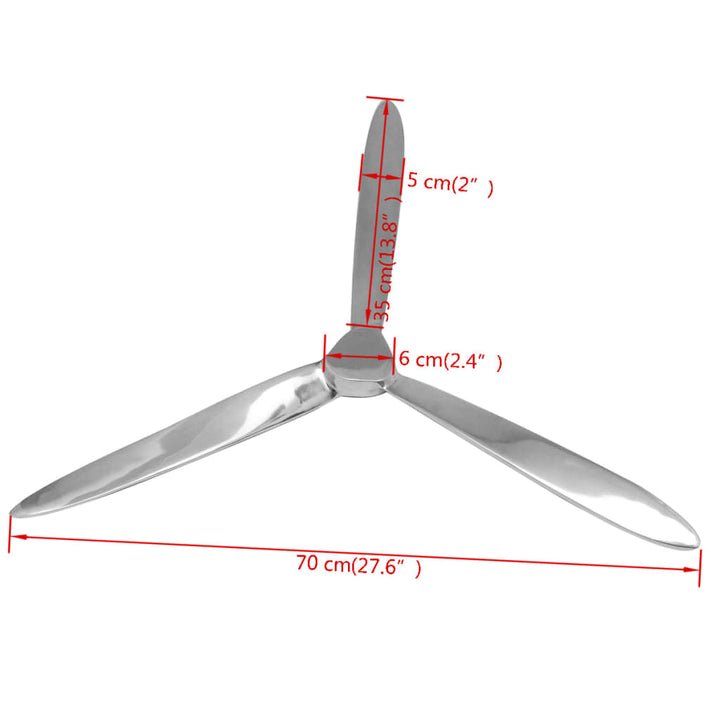 Decorațiune De Perete Elice Din Aluminiu, Argintiu, 70 Cm