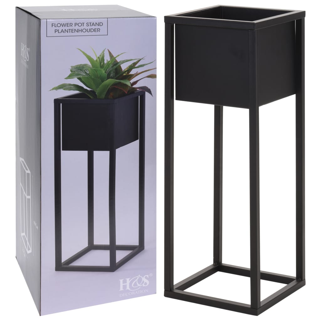 Home&Styling Ghiveci De Flori Cu Suport, Negru, 50 Cm, Metal