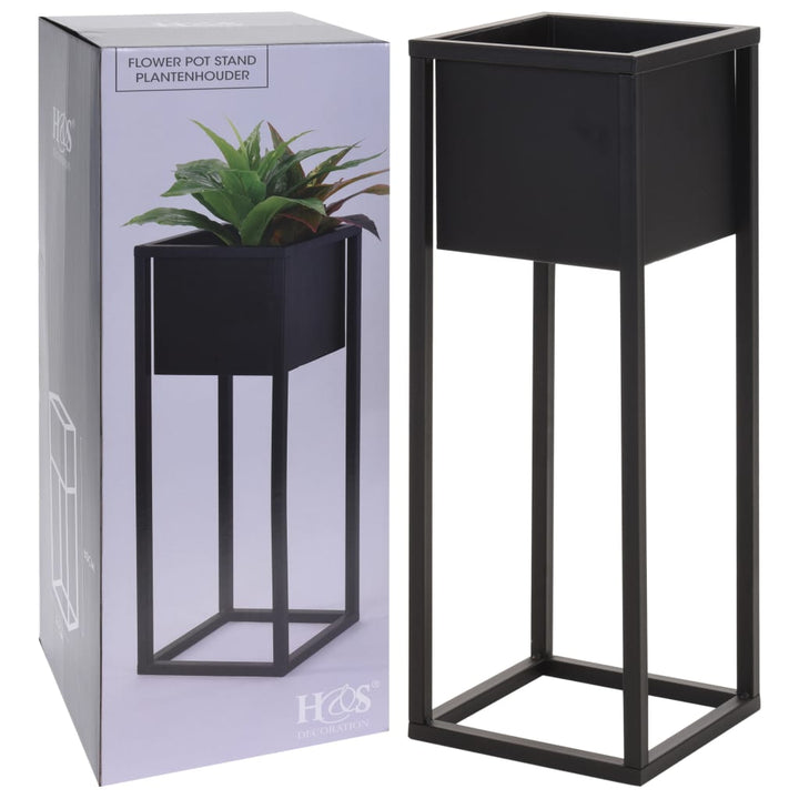 Home&Styling Ghiveci De Flori Cu Suport, Negru, 50 Cm, Metal