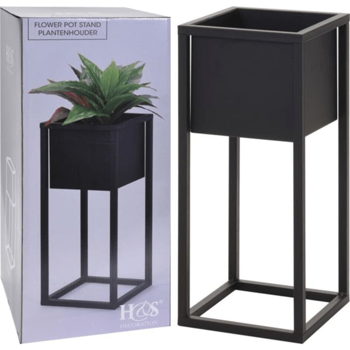 Home&Styling Ghiveci De Flori Cu Suport, Negru, 50 Cm, Metal