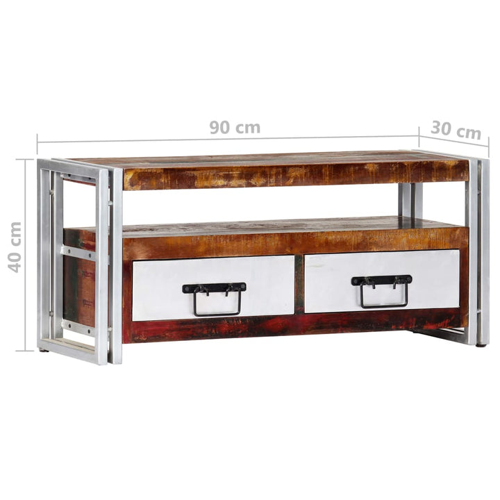 Comodă Tv, 90 X 30 X 40 Cm, Lemn Masiv Reciclat