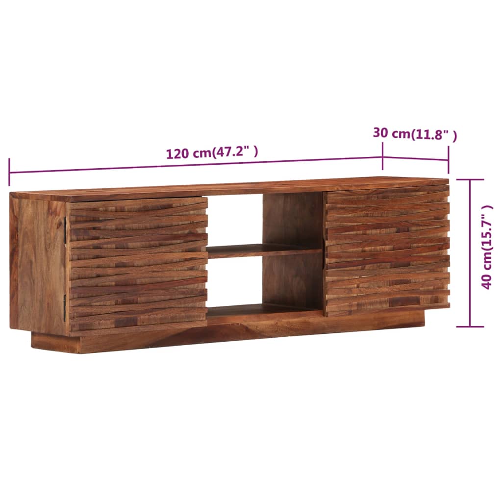 Comodă Tv, 120 X 30 X 40 Cm, Lemn Masiv De Acacia