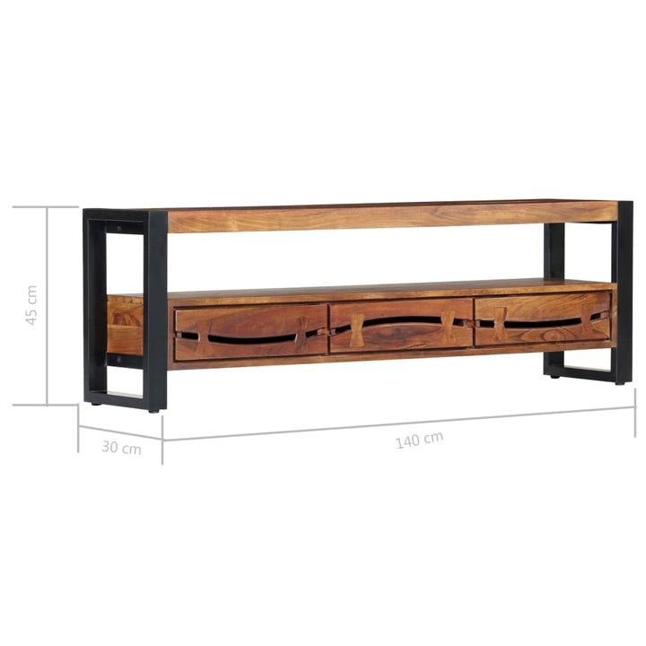 Comodă Tv, 140 X 30 X 45 Cm, Lemn Masiv De Acacia
