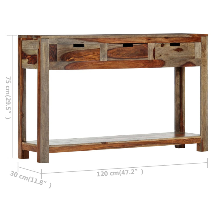 Masă Consolă Cu 3 Sertare, 120X30X75 Cm, Lemn Masiv De Acacia