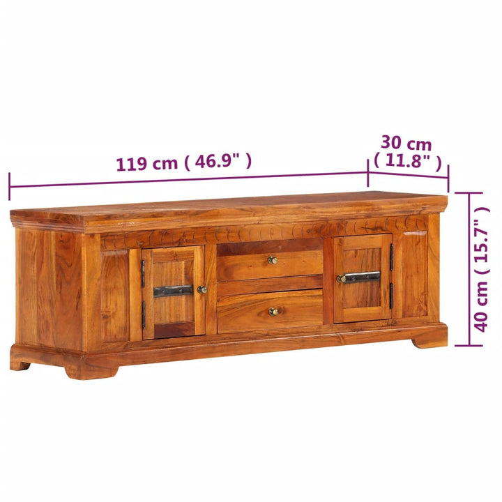 Comodă Tv, 119 X 30 X 40 Cm, Lemn Masiv De Acacia