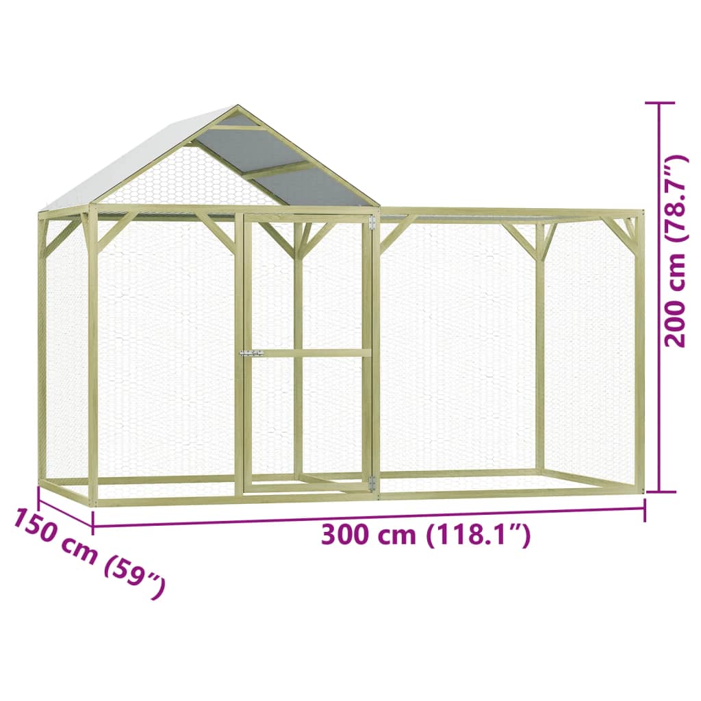 Cușcă Pentru Pui 3X1,5X2 M Lemn De Pin Tratat