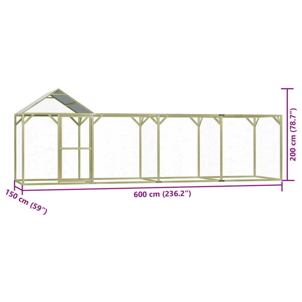 Cușcă Pentru Pui 6X1,5X2 M Lemn De Pin Tratat