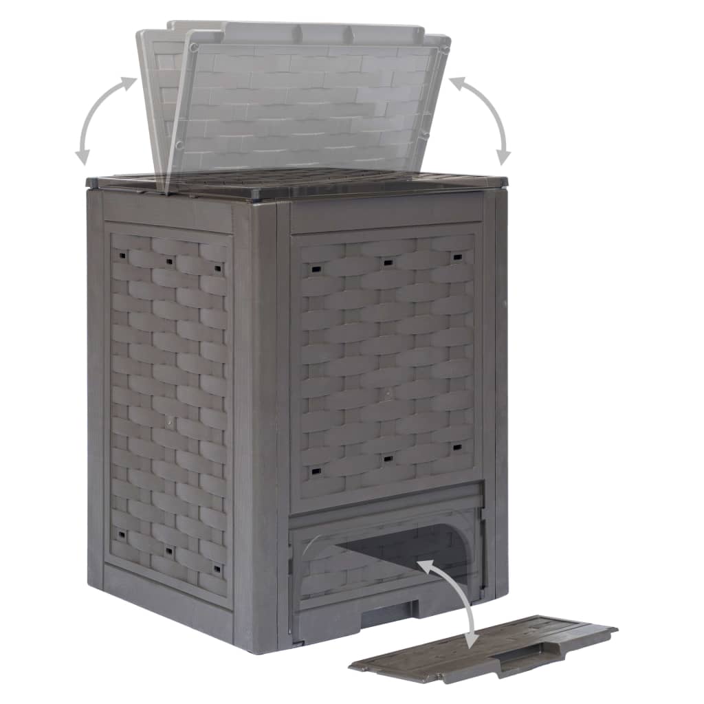 Compostor De Grădină, Maro, 60X60X83 Cm, Plastic Ratan