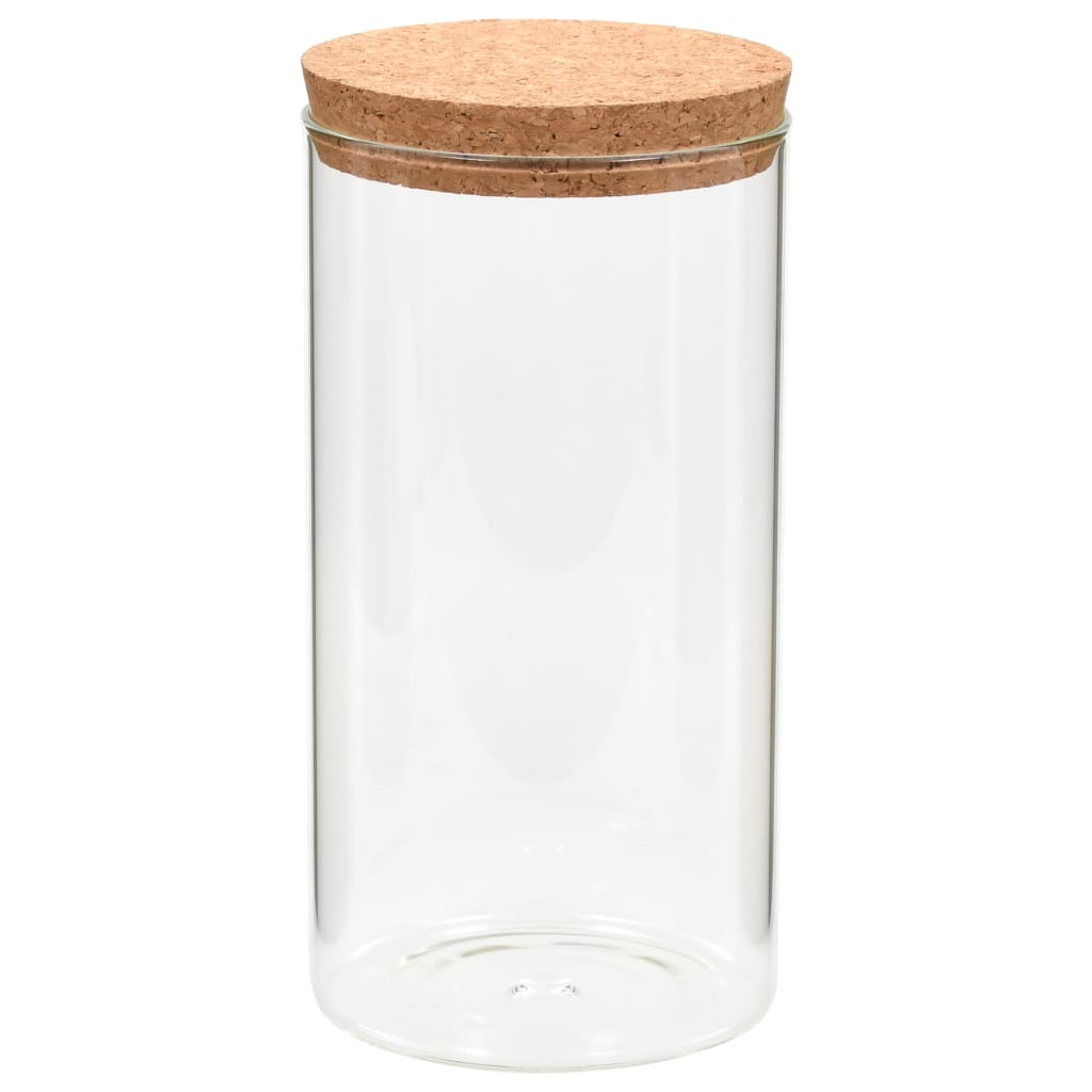 Borcane Din Sticlă Depozitare, Capac De Plută, 6 Buc., 1400 Ml