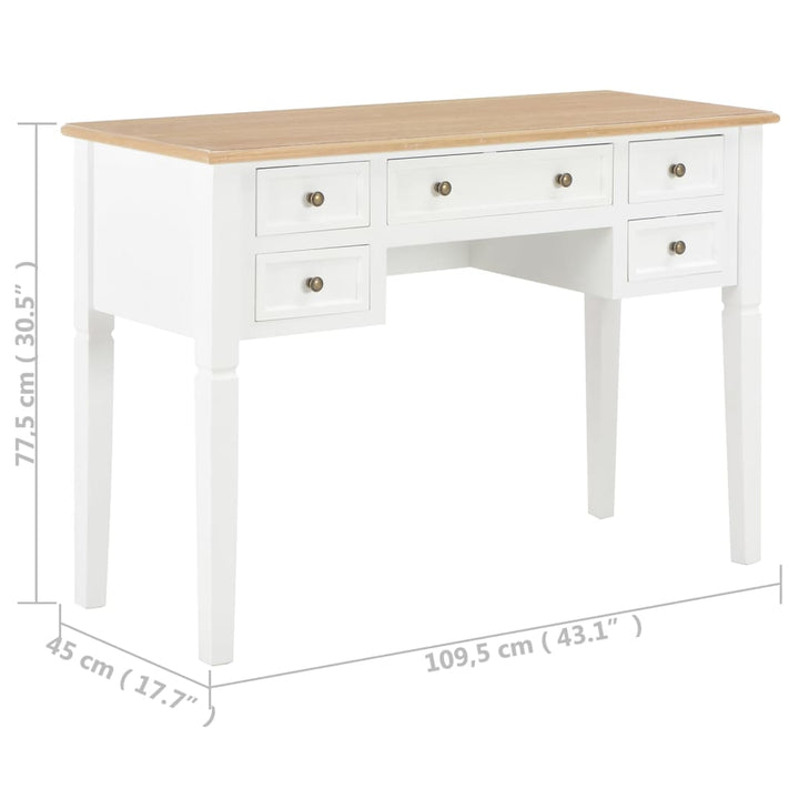 Birou De Scris, Alb, 109,5 X 45 X 77,5 Cm, Lemn