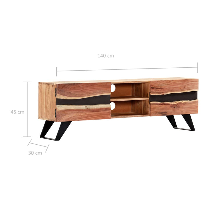Comodă Tv, 140X30X45 Cm, Lemn Masiv De Acacia