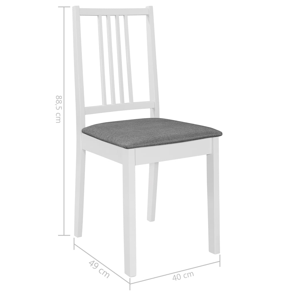Scaune De Bucătărie Cu Perne, 4 Buc., Alb, Lemn Masiv