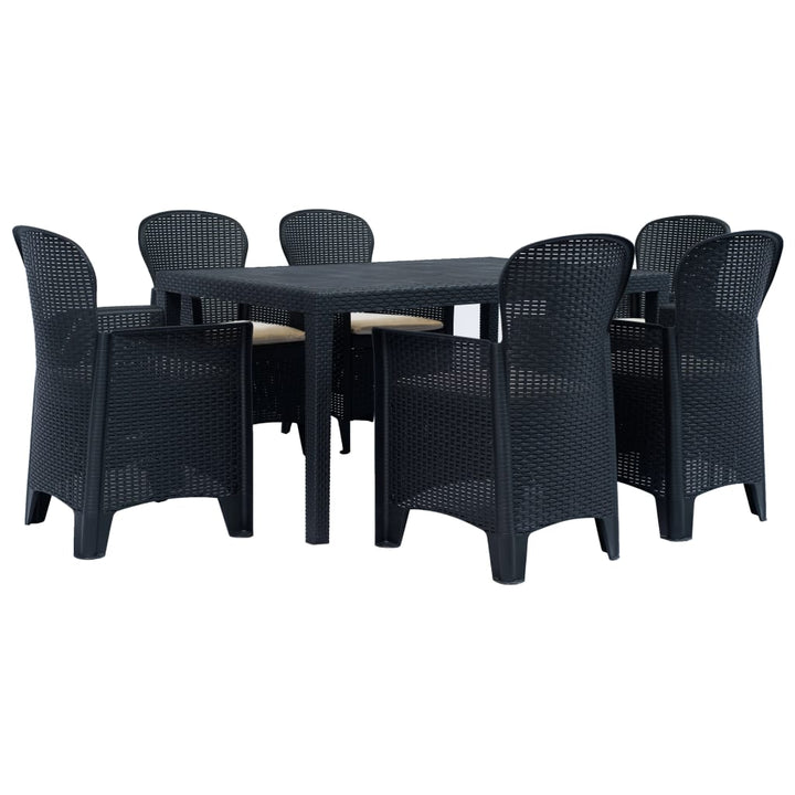 Set Mobilier De Exterior, 7 Piese, , Plastic, Aspect Ratan