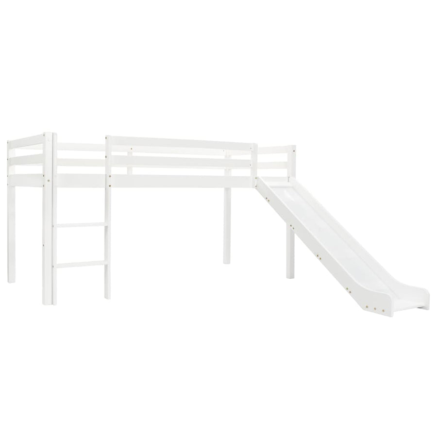 Cadru Pat Etajat Copii Cu Tobogan & Scară 97X208Cm Lemn De Pin