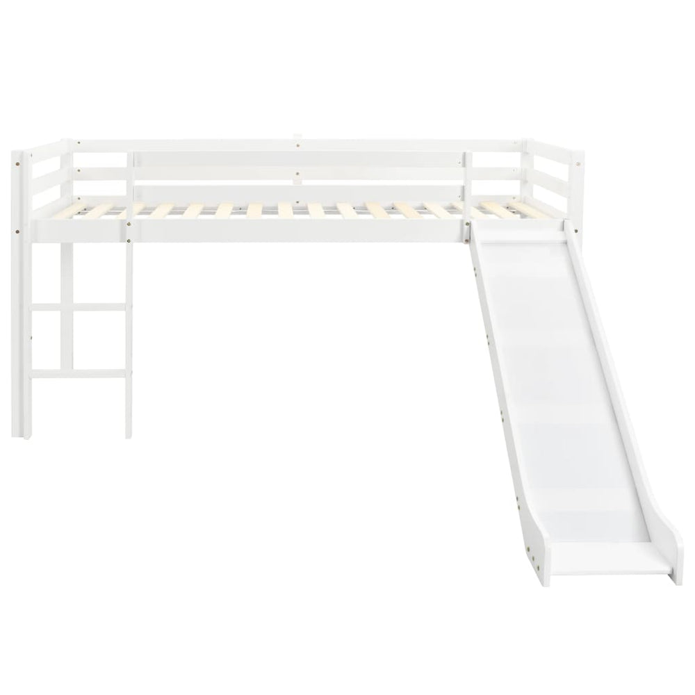 Cadru Pat Etajat Copii Cu Tobogan & Scară 97X208Cm Lemn De Pin