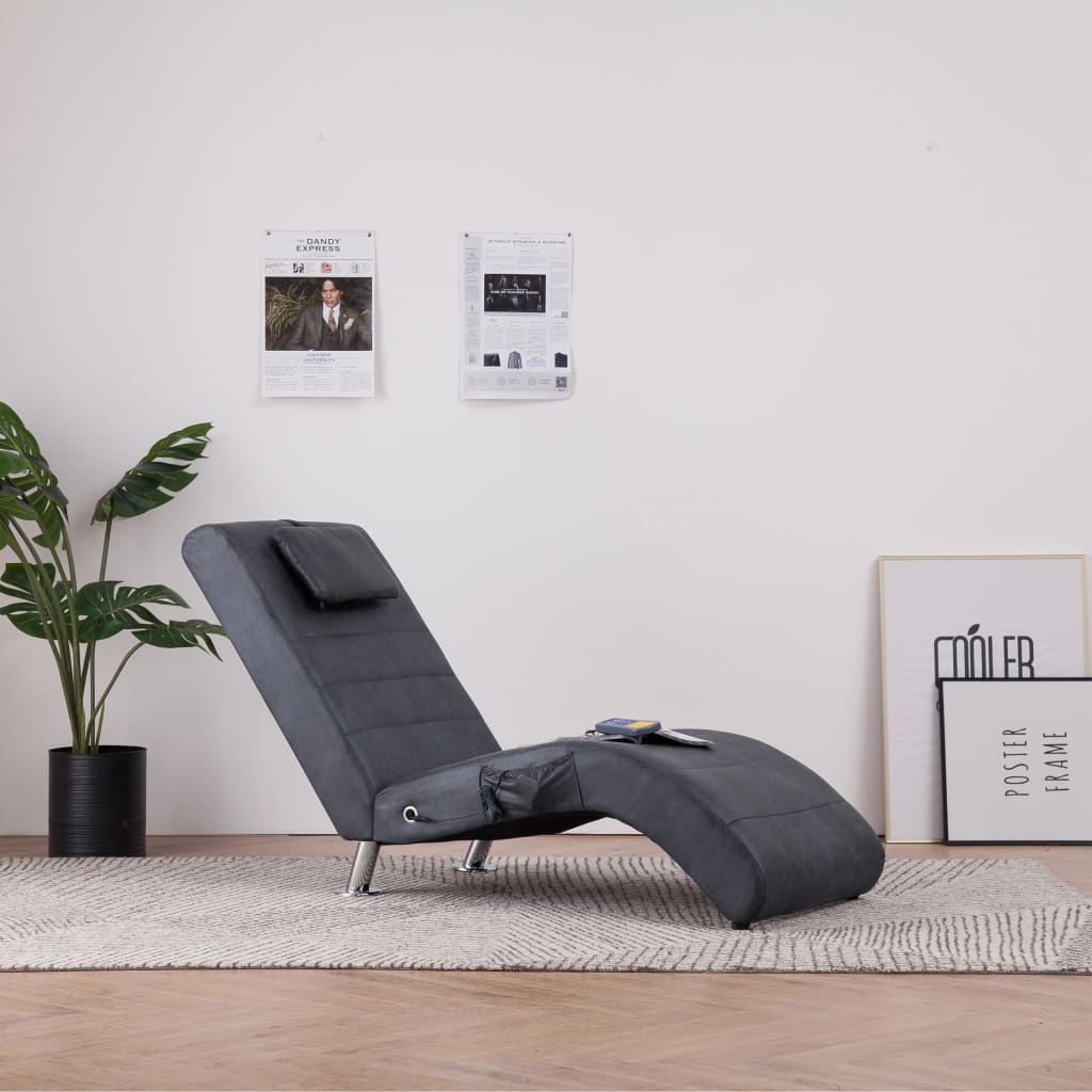 Șezlong De Masaj Cu Pernă, , Piele Întoarsă Artificială