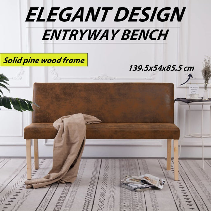 Bancă, , 139,5 Cm, Piele Întoarsă Ecologică