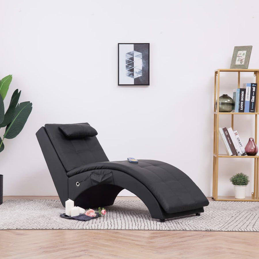 Șezlong De Masaj Cu Pernă, , Piele Artificială