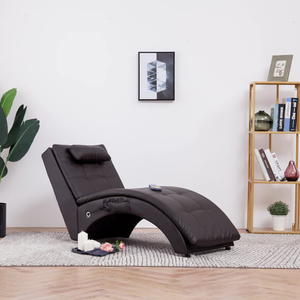 Șezlong De Masaj Cu Pernă, , Piele Artificială