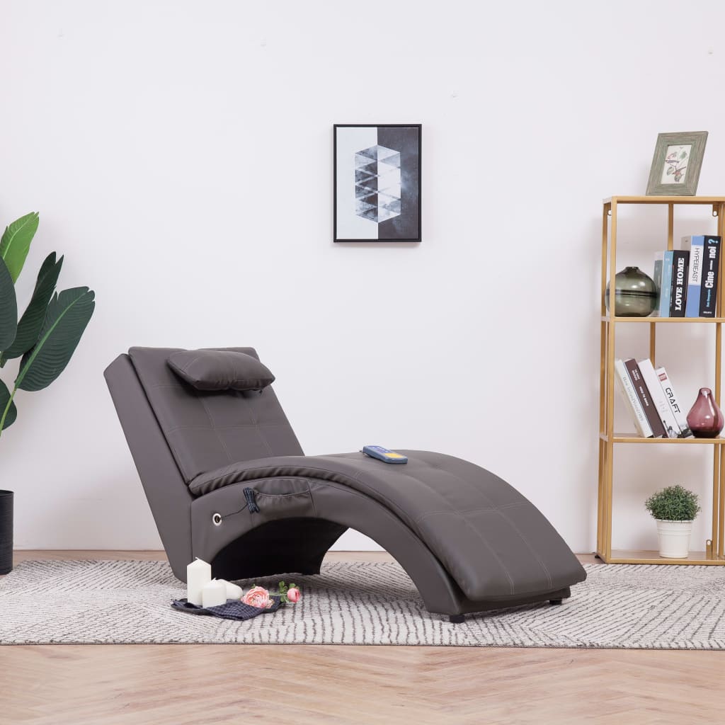 Șezlong De Masaj Cu Pernă, , Piele Artificială