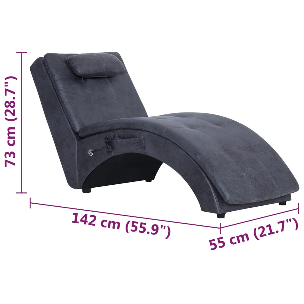 Șezlong De Masaj Cu Pernă, , Piele Întoarsă Artificială