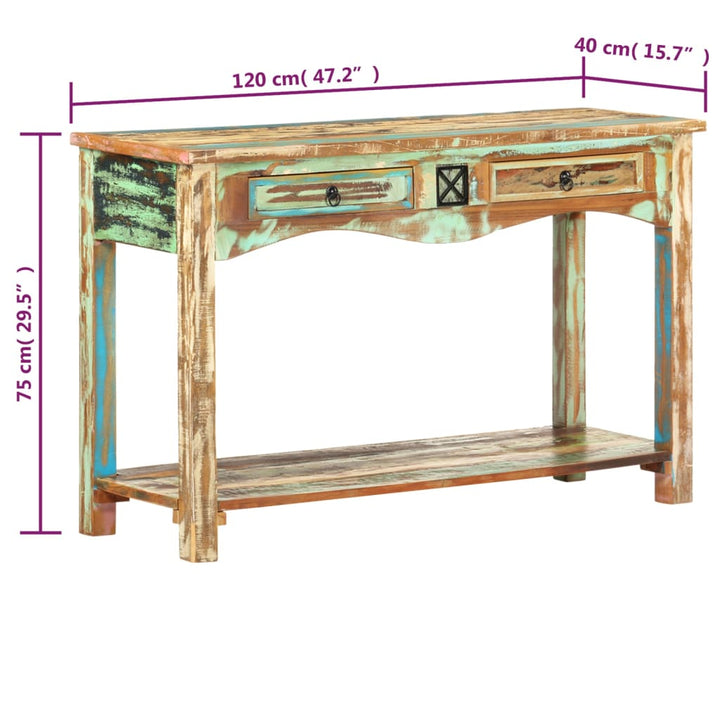 Masă Consolă, 120 X 40 X 75 Cm, Lemn Masiv Reciclat