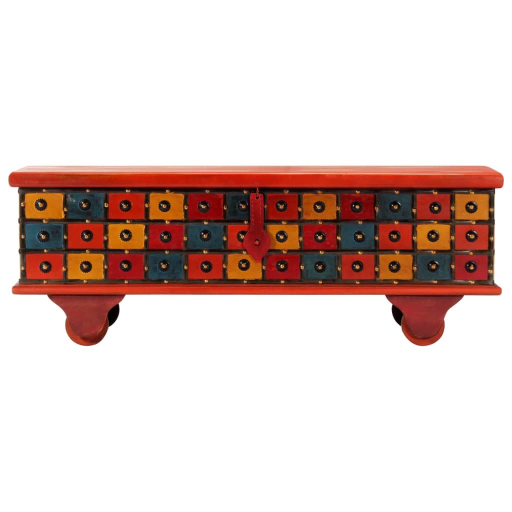 Ladă De Depozitare, Roșu, 110X40X40 Cm, Lemn Masiv De Acacia
