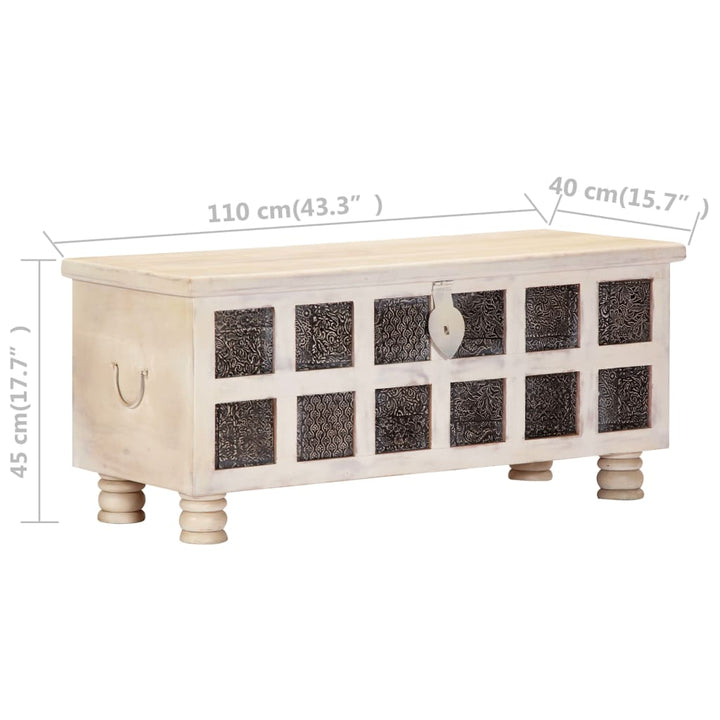 Ladă De Depozitare, Alb, 110X40X45 Cm, Lemn Masiv De Acacia