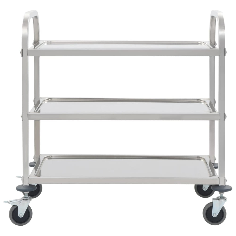 Cărucior De Bucătărie 3 Niveluri 96,5X55X90 Cm Oțel Inoxidabil
