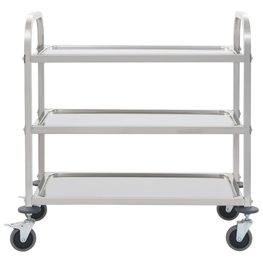 Cărucior De Bucătărie 3 Niveluri 96,5X55X90 Cm Oțel Inoxidabil