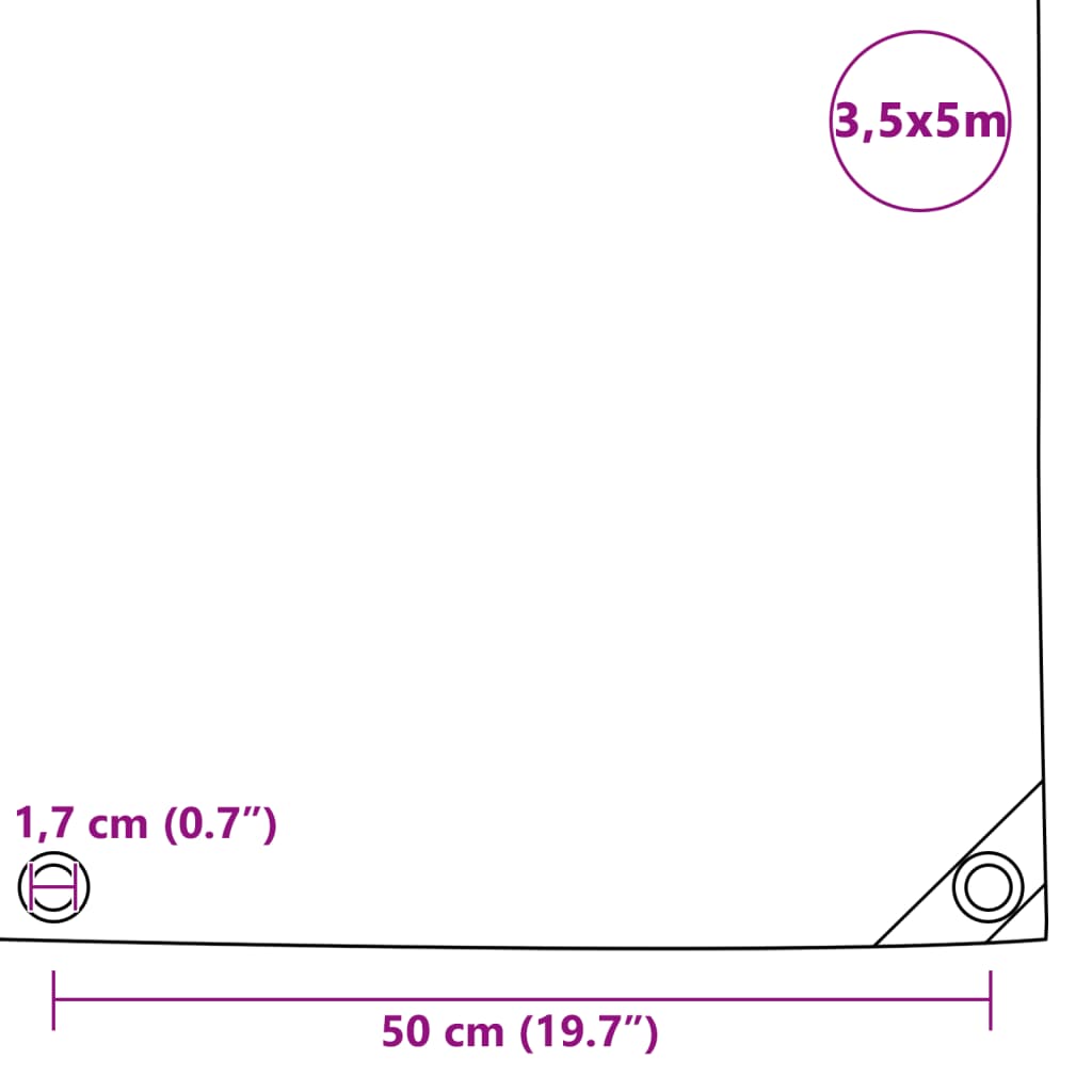 Prelată, Verde, 3,5 X 5 M, 650 G/M²