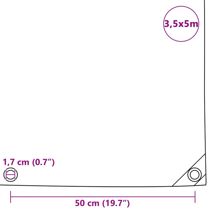 Prelată, Verde, 3,5 X 5 M, 650 G/M²