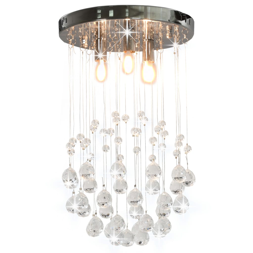 Lustră Cu Mărgele De Cristal, Argintiu, Sferă, 3 X Bec G9