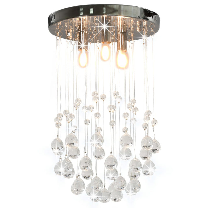 Lustră Cu Mărgele De Cristal, Argintiu, Sferă, 3 X Bec G9