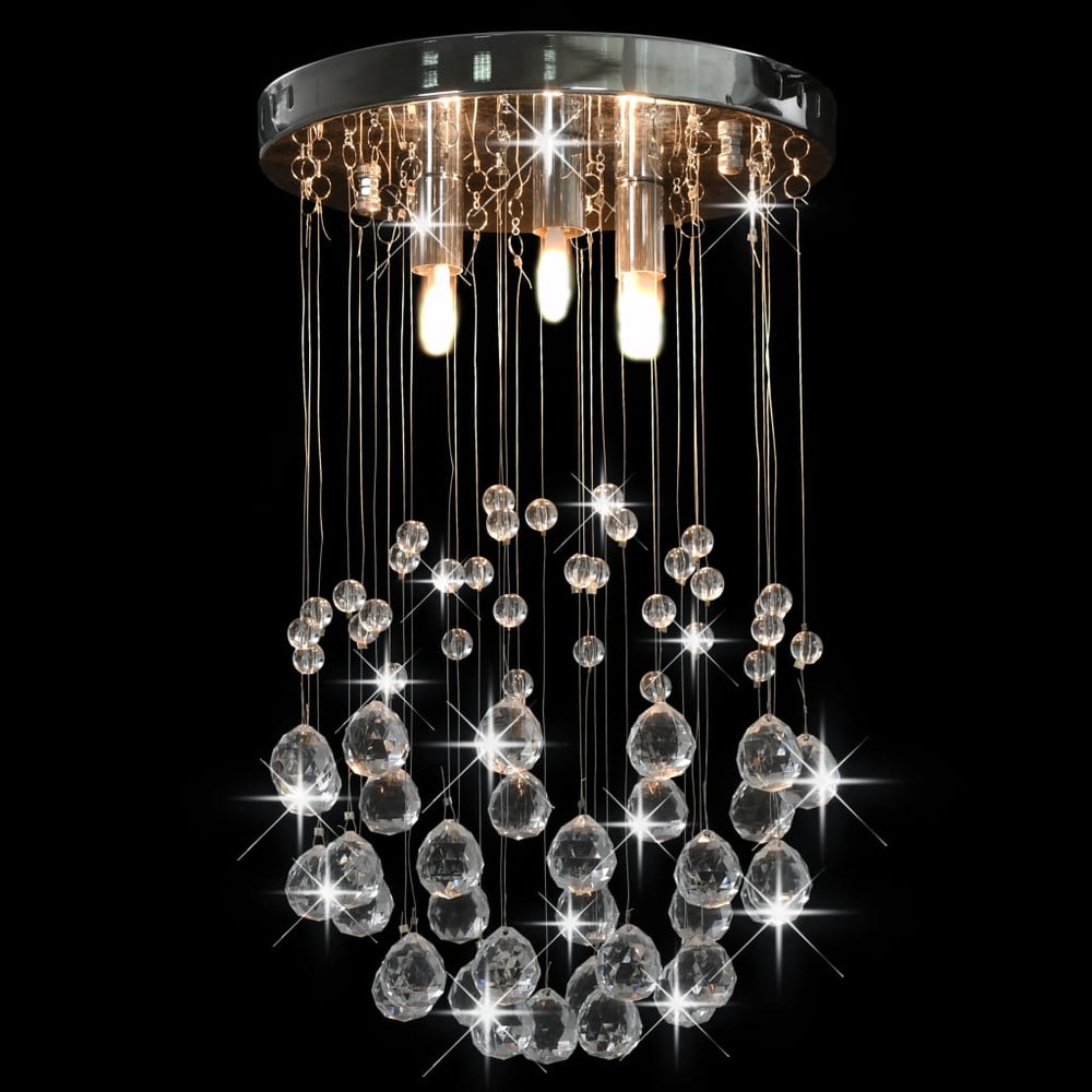 Lustră Cu Mărgele De Cristal, Argintiu, Sferă, 3 X Bec G9