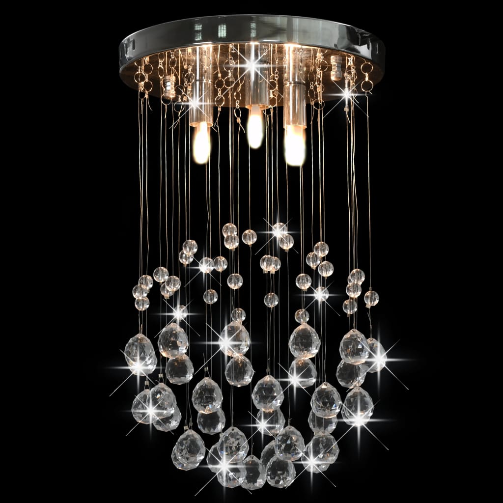 Lustră Cu Mărgele De Cristal, Argintiu, Sferă, 3 X Bec G9